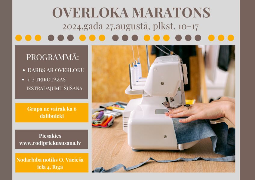 Vienas dienas overloka maratons, 27.08.2024., plkst. 10-17, [1 nodarbība]