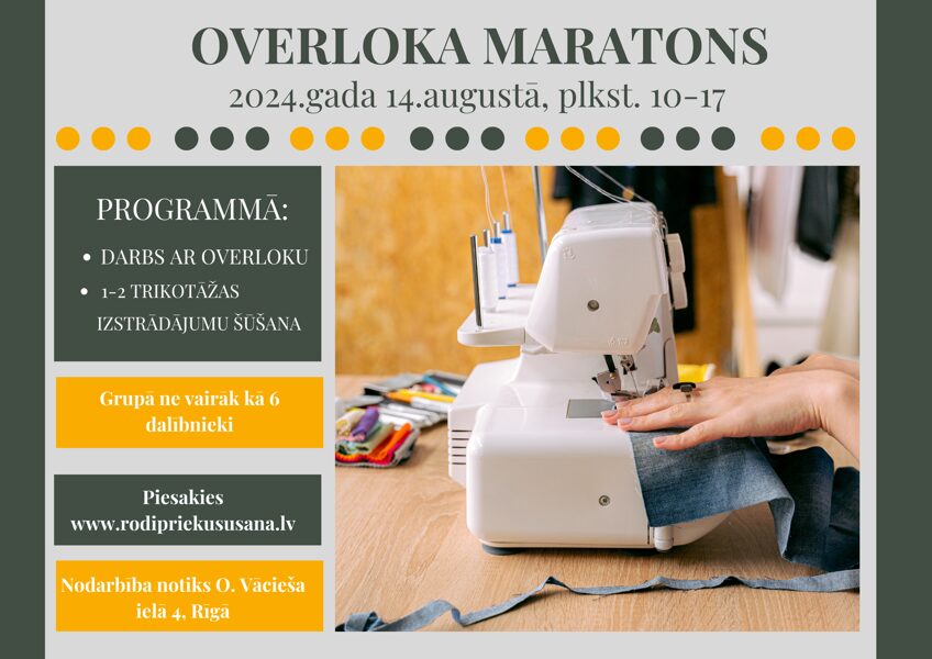 Vienas dienas overloka maratons, 14.08.2024., plkst. 10-17 [1 nodarbība]